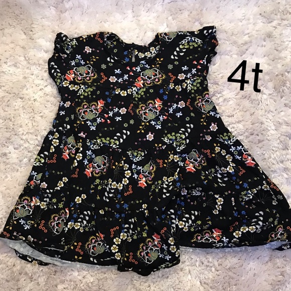 Other - ✨3/$12✨ 4t Girl Spring Floral Black Fox Dress